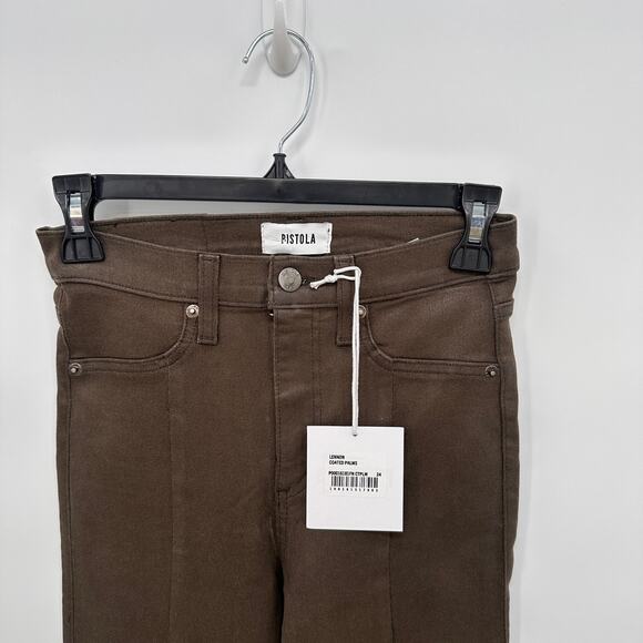 PISTOLA NWT Lennon High Rise Cropped Kick Flare Boot Jeans in Coated Palms // 24 - Picture 4 of 15